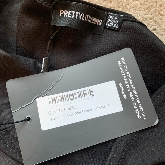 Black Drape One Shoulder Jumpsuit - Picture 6 of 8